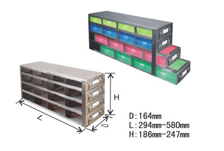 存放100孔带铰链塑料样品盒的立式冰箱分隔架-UFDHT系列